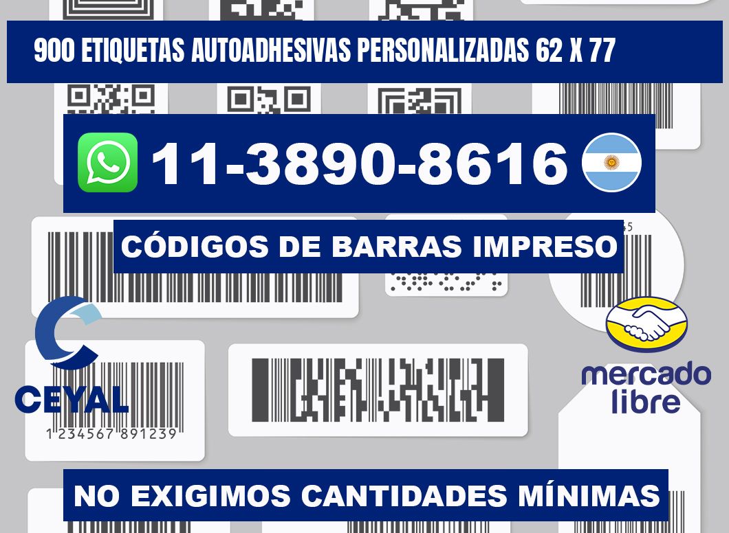 900 Etiquetas autoadhesivas personalizadas 62 x 77