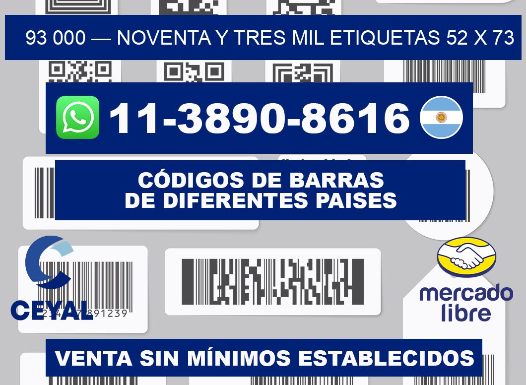 93 000 — noventa y tres mil etiquetas 52 x 73