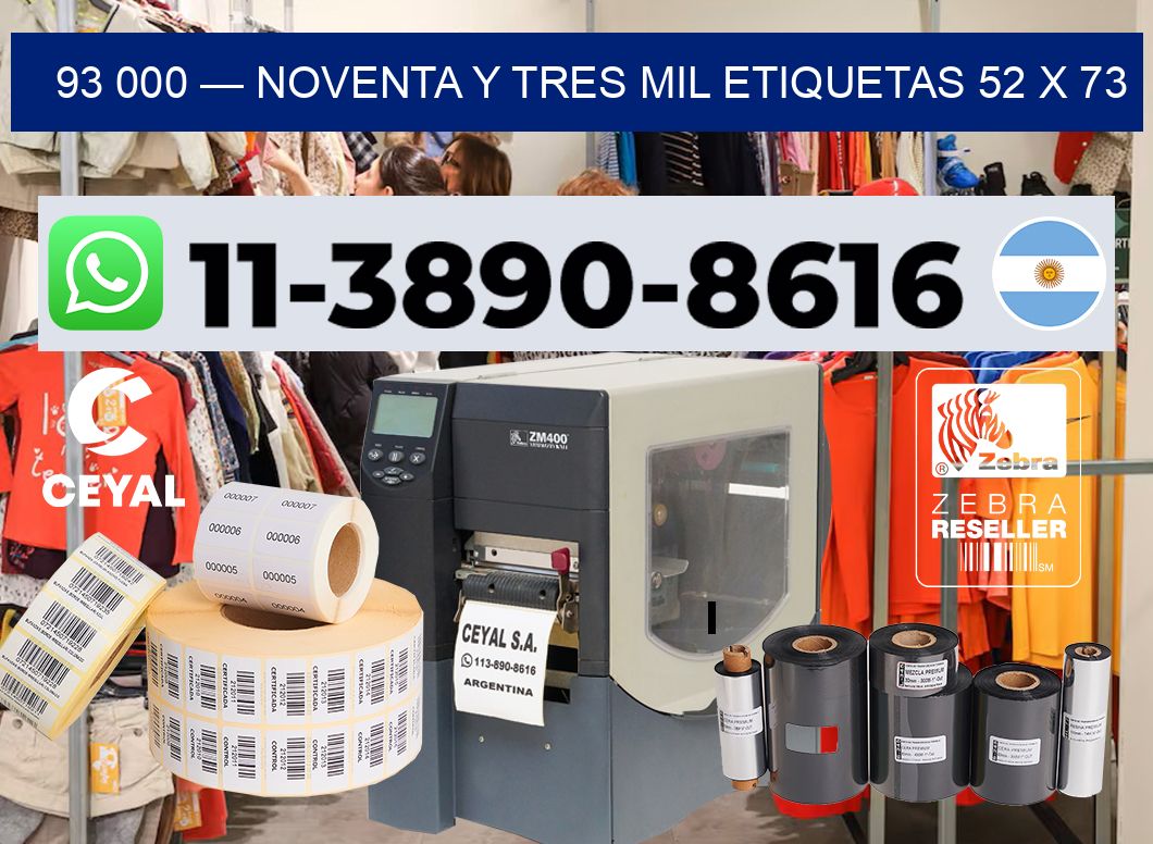 93 000 — noventa y tres mil etiquetas 52 x 73