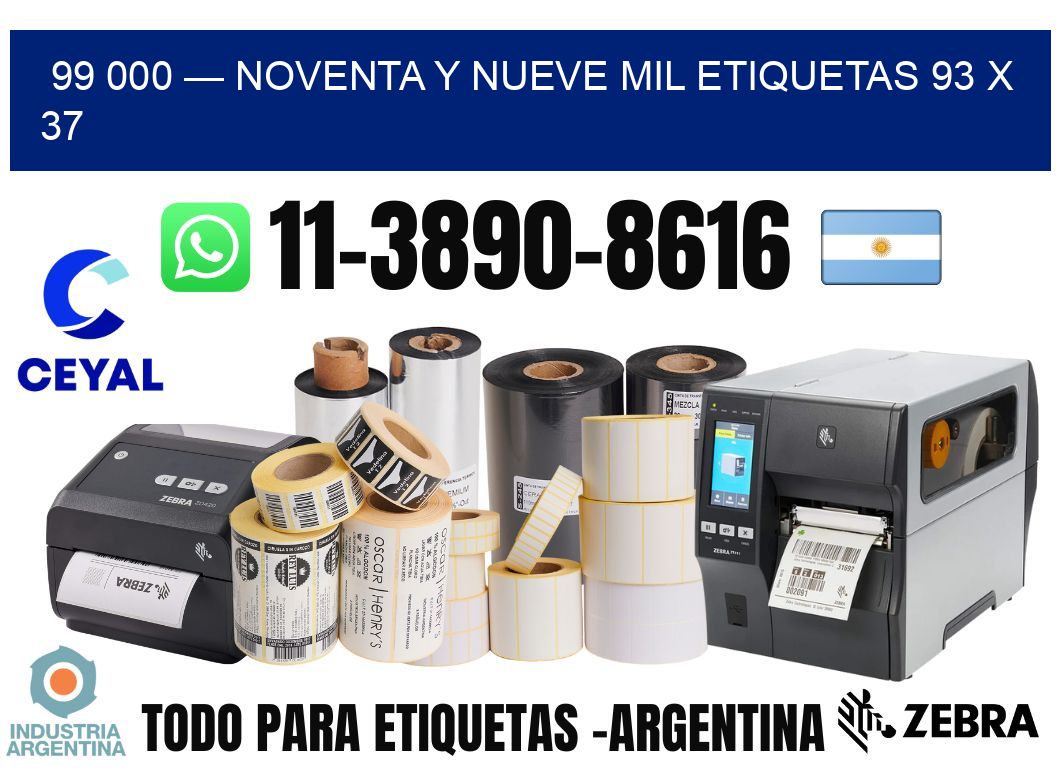 99 000 — noventa y nueve mil etiquetas 93 x 37