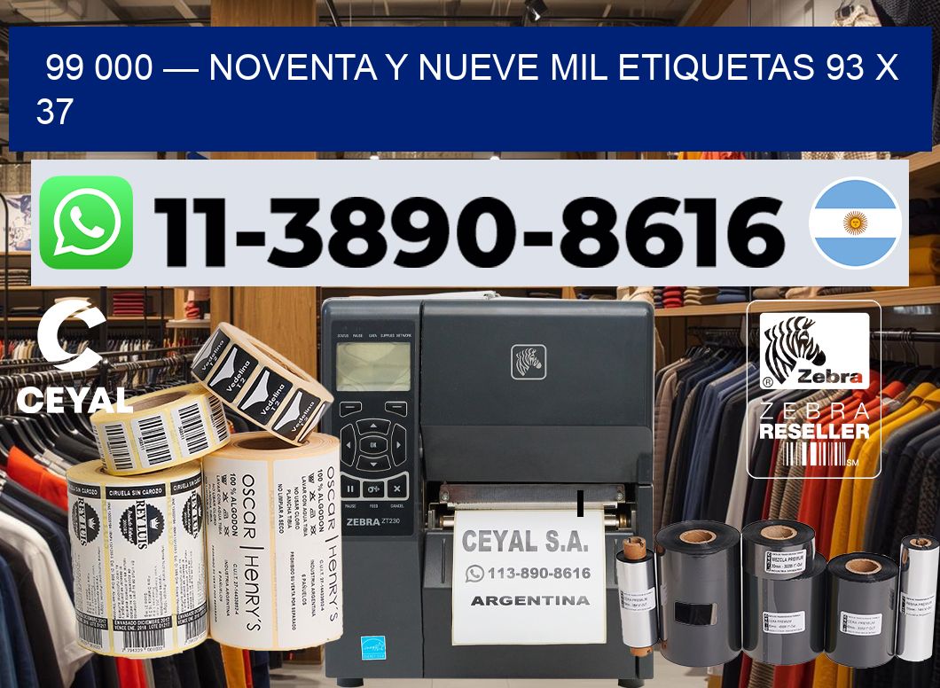 99 000 — noventa y nueve mil etiquetas 93 x 37