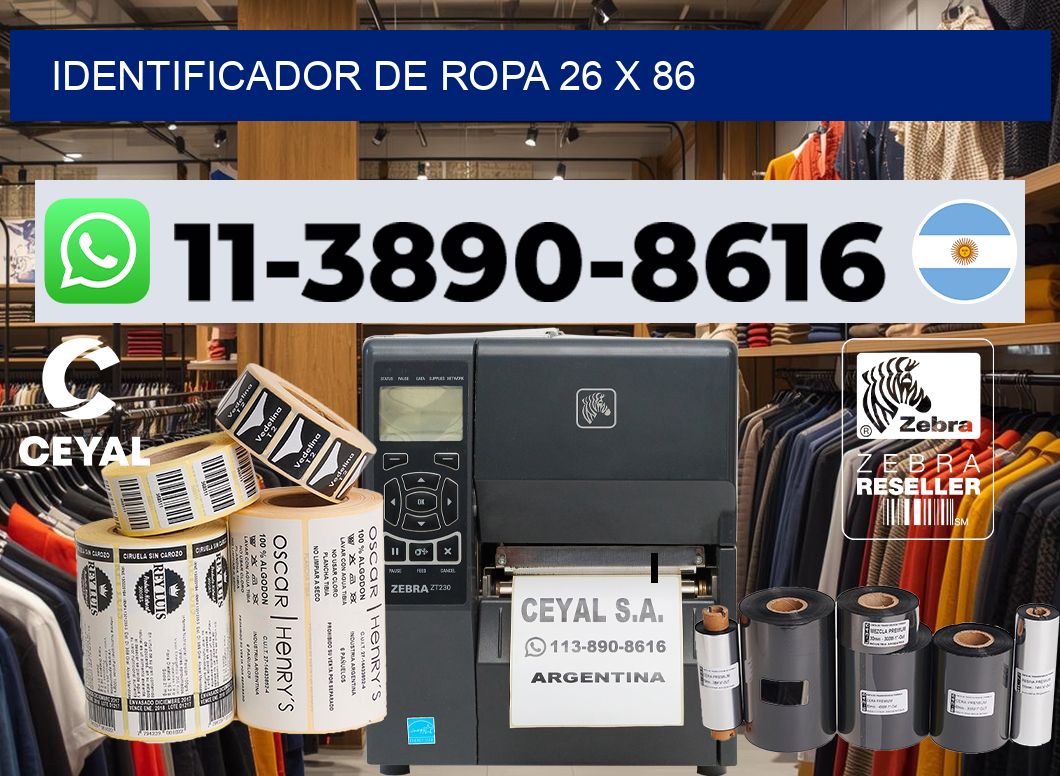 Identificador de ropa 26 x 86