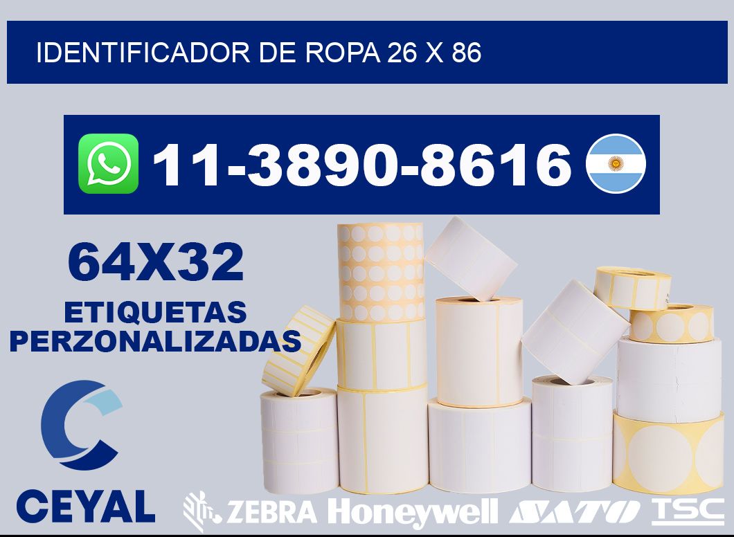 Identificador de ropa 26 x 86