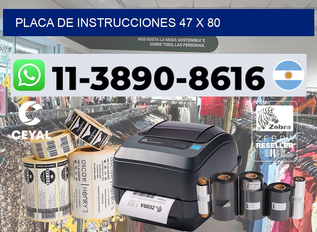 Placa de instrucciones 47 x 80