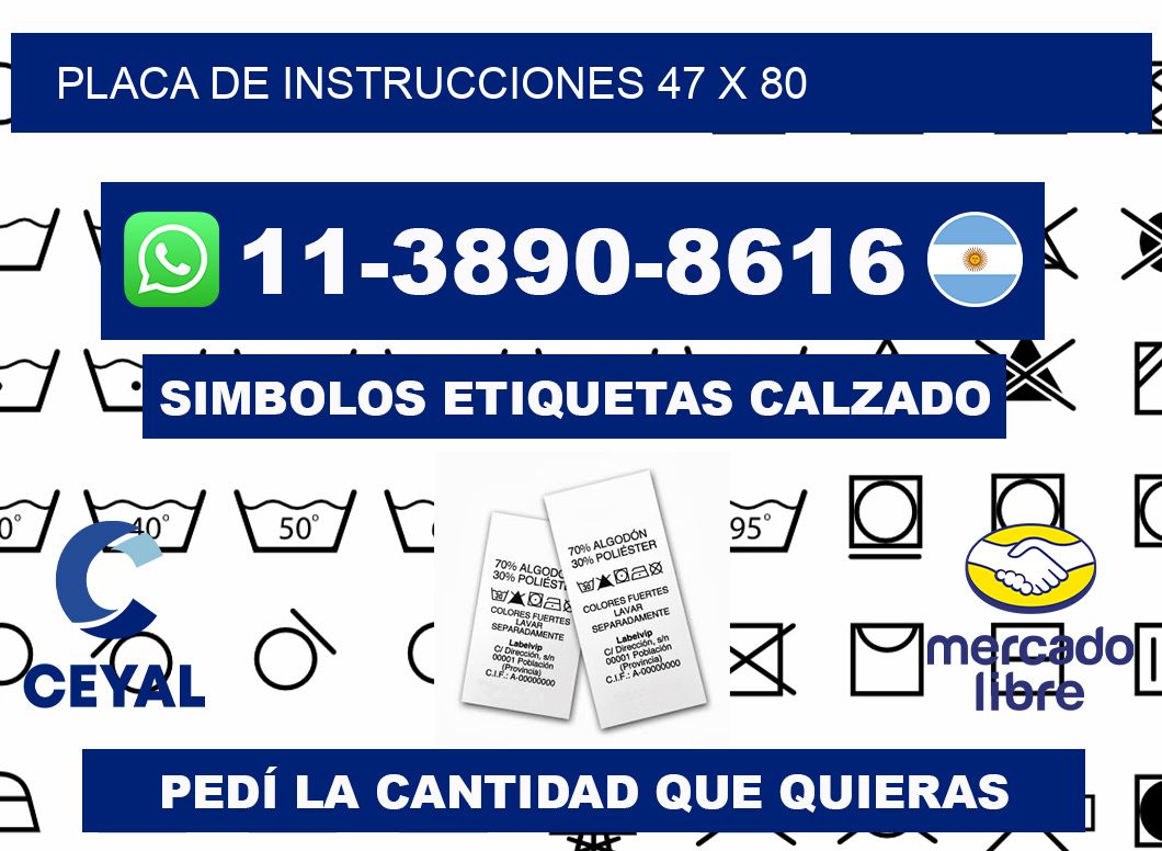 Placa de instrucciones 47 x 80