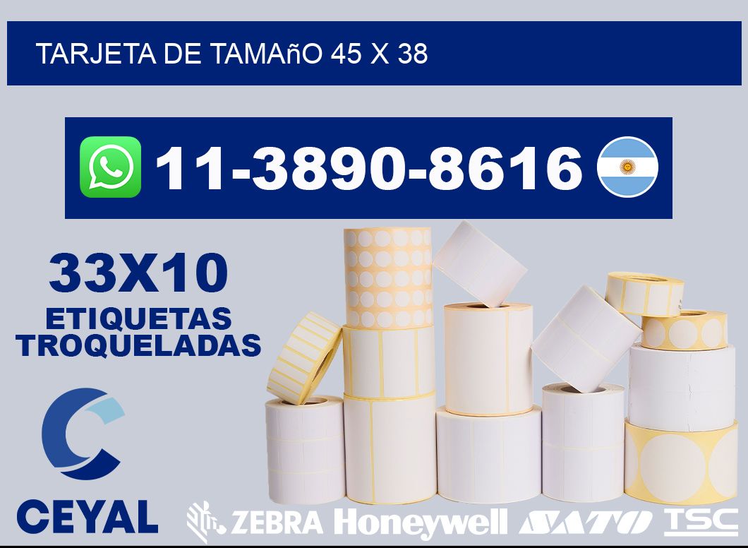 Tarjeta de tamaño 45 x 38