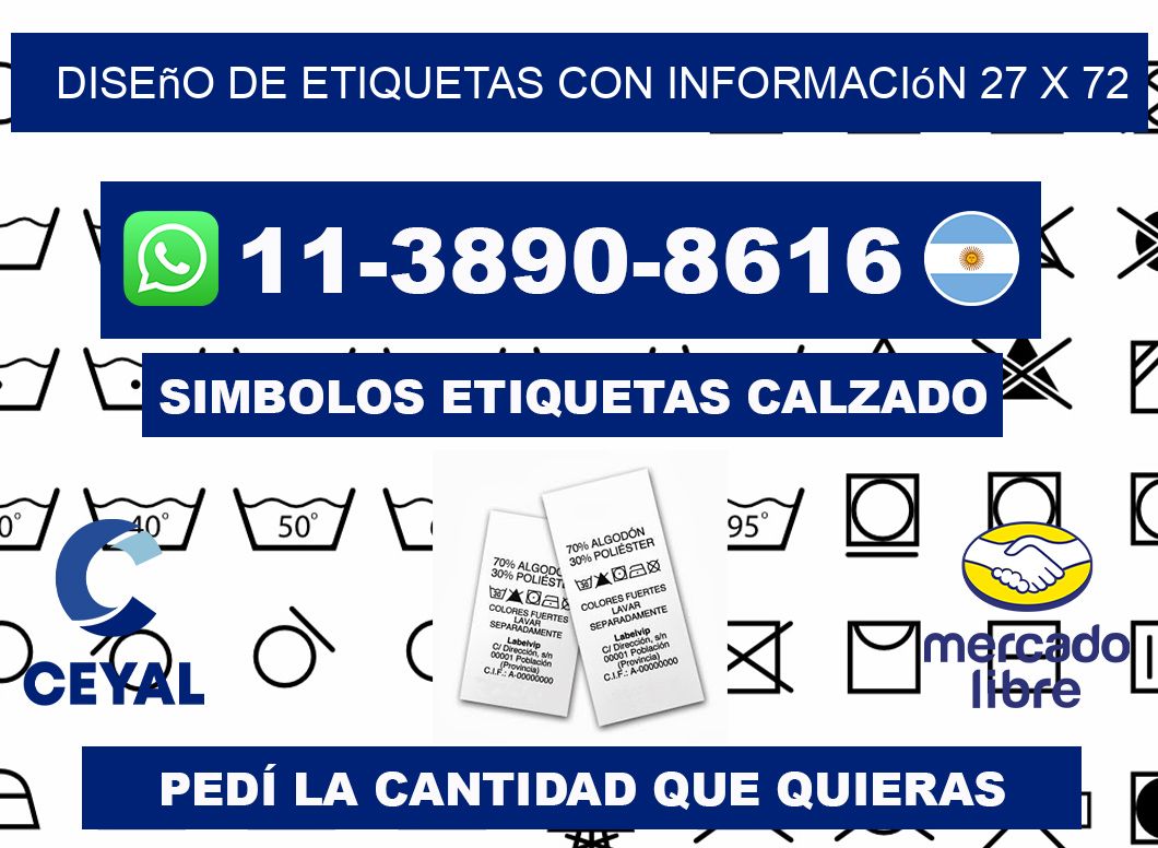 diseño de etiquetas con información 27 x 72