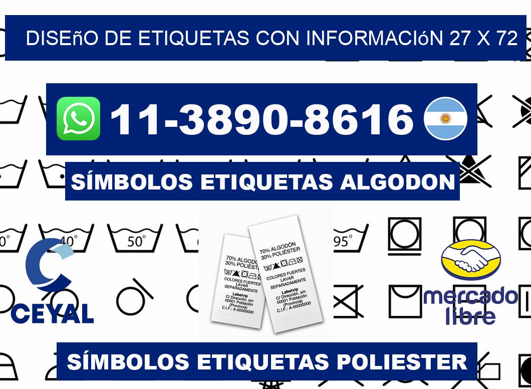 diseño de etiquetas con información 27 x 72