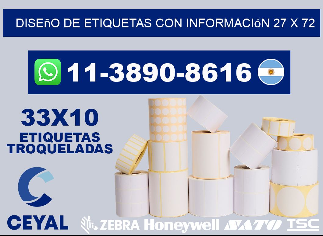 diseño de etiquetas con información 27 x 72