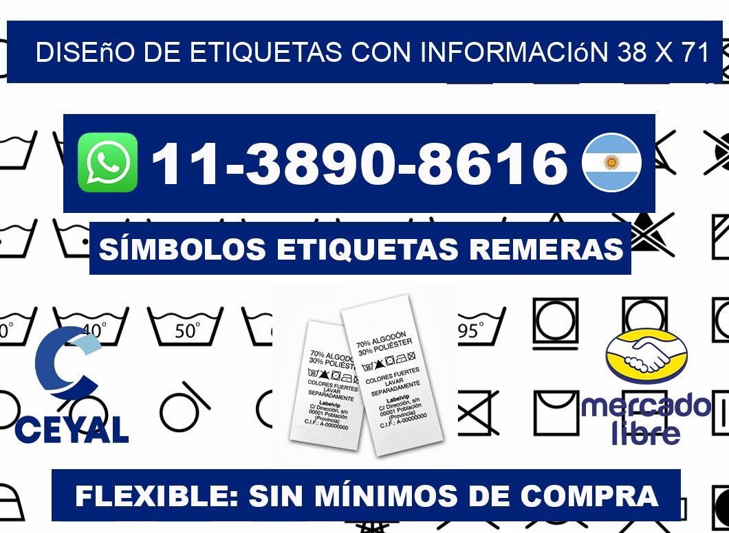 diseño de etiquetas con información 38 x 71