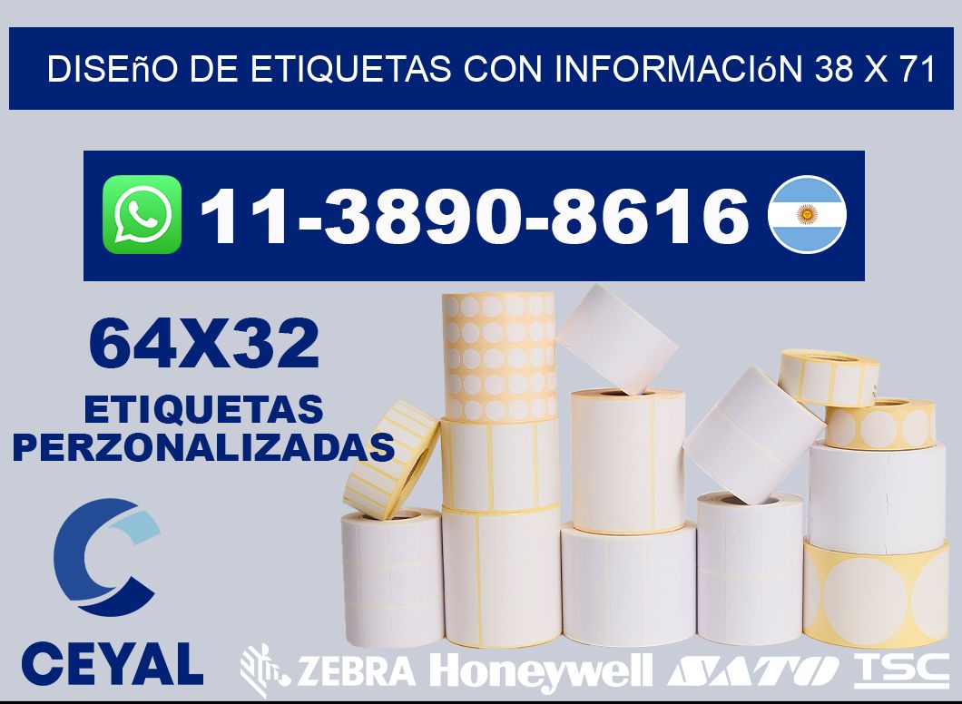 diseño de etiquetas con información 38 x 71