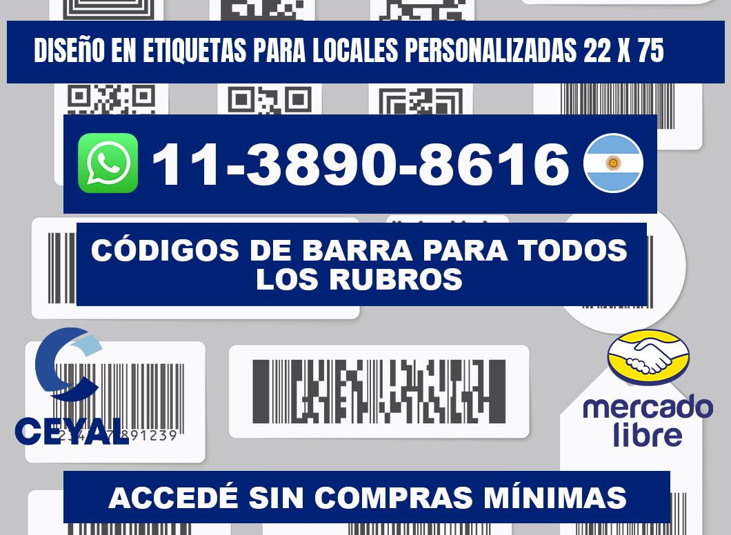 diseño en etiquetas para locales personalizadas 22 x 75