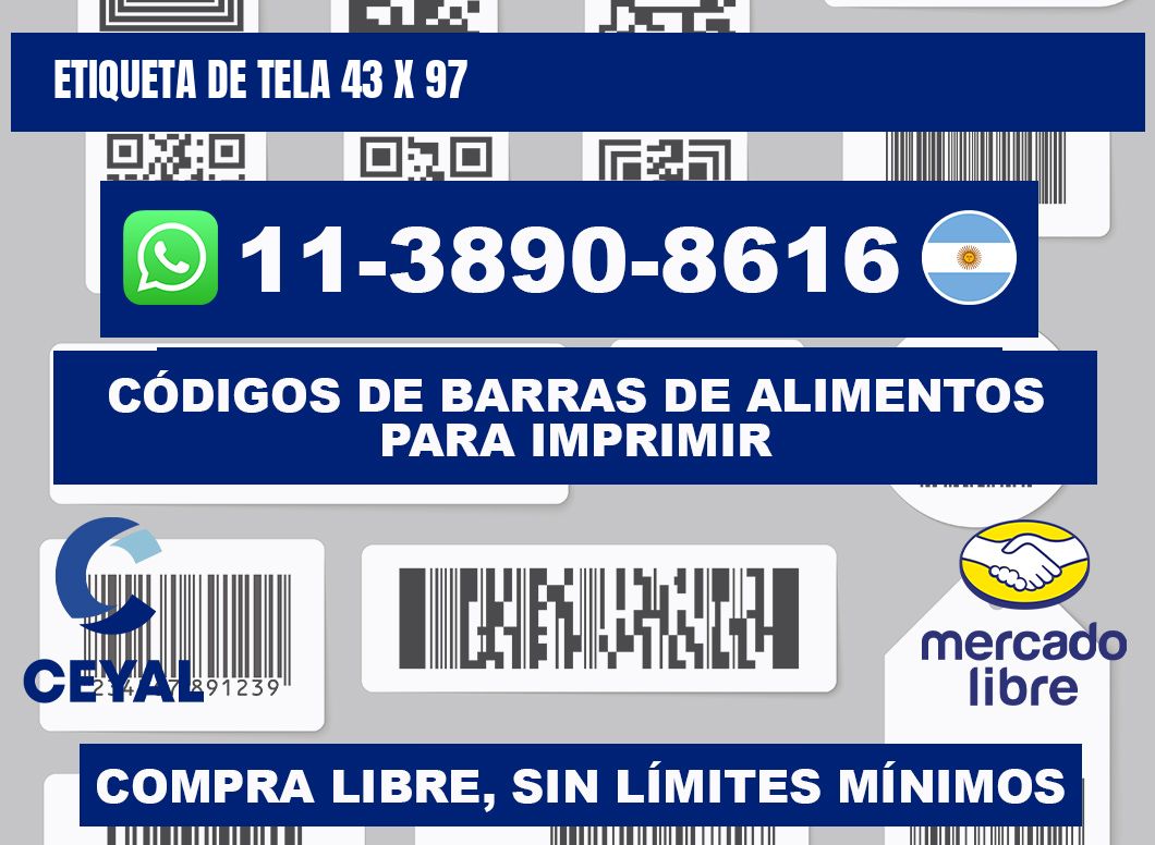 etiqueta de tela 43 x 97