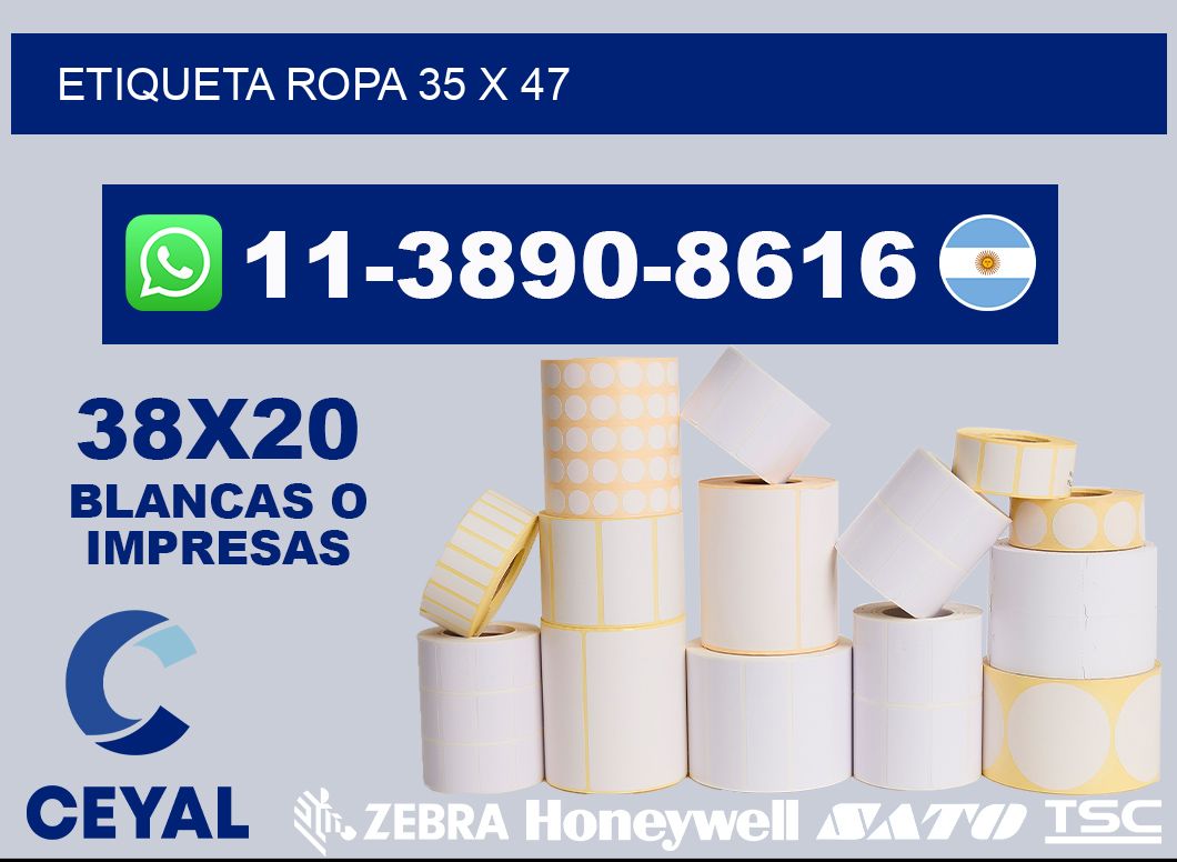 etiqueta ropa 35 x 47