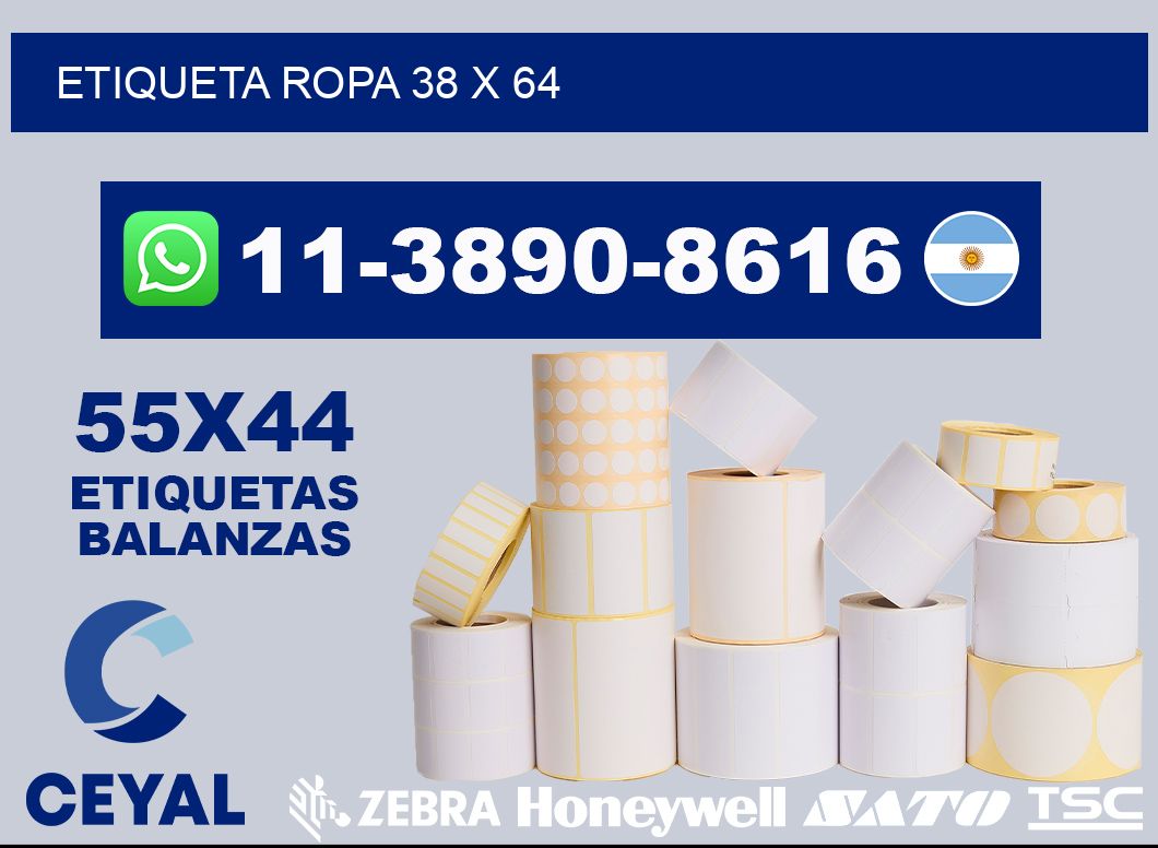 etiqueta ropa 38 x 64