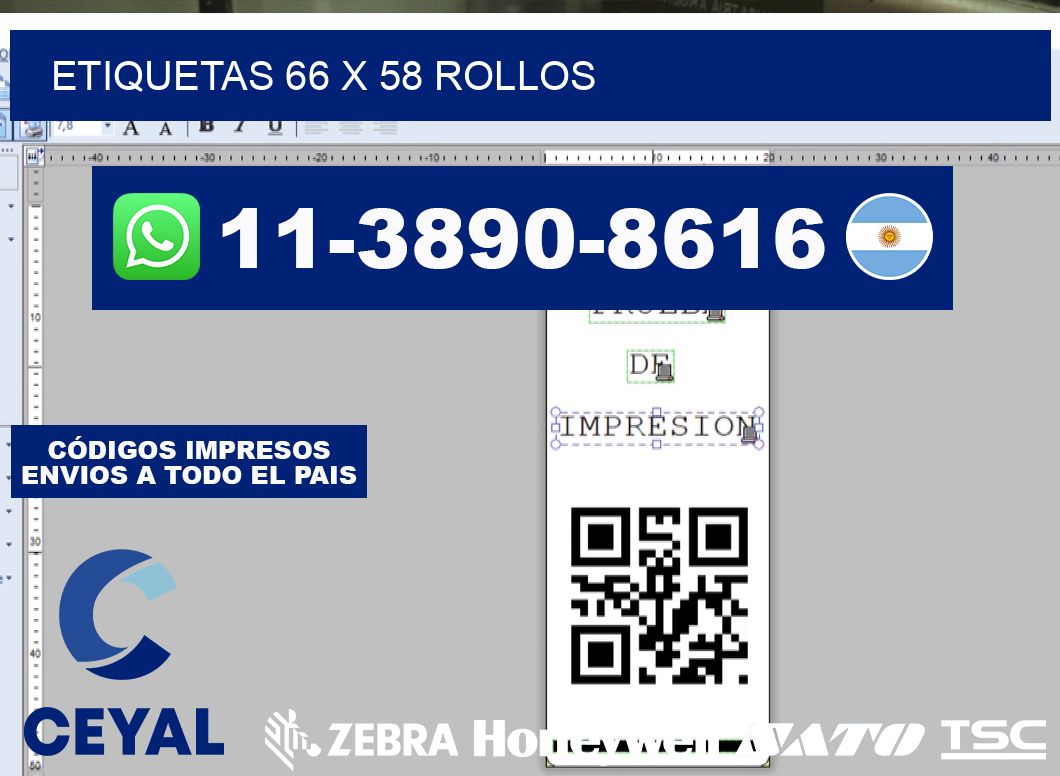 etiquetas 66 x 58 rollos