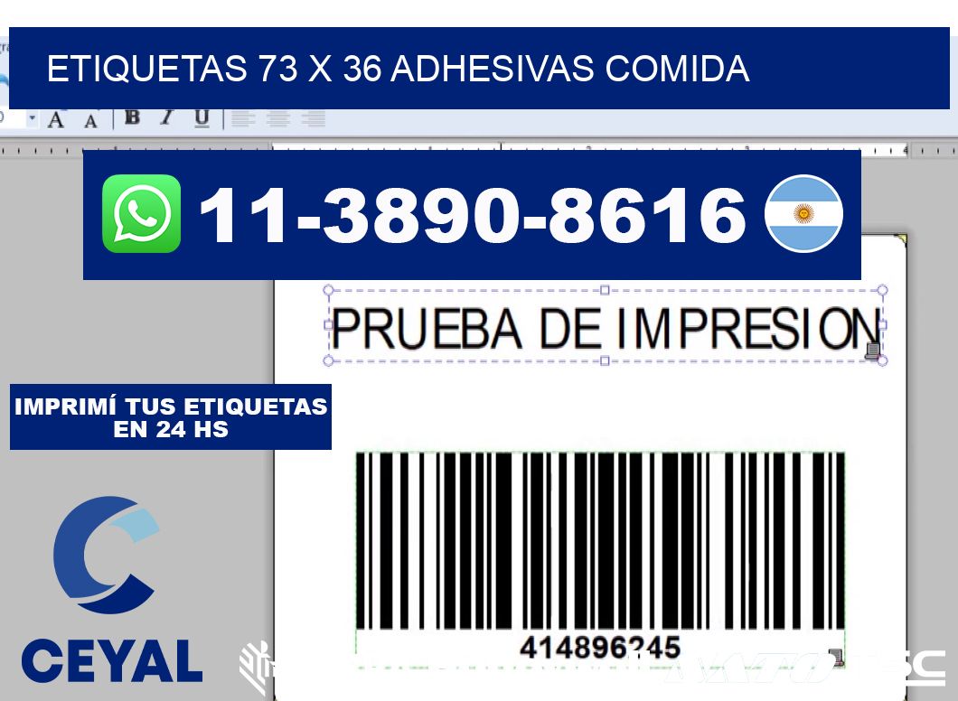etiquetas 73 x 36 adhesivas comida