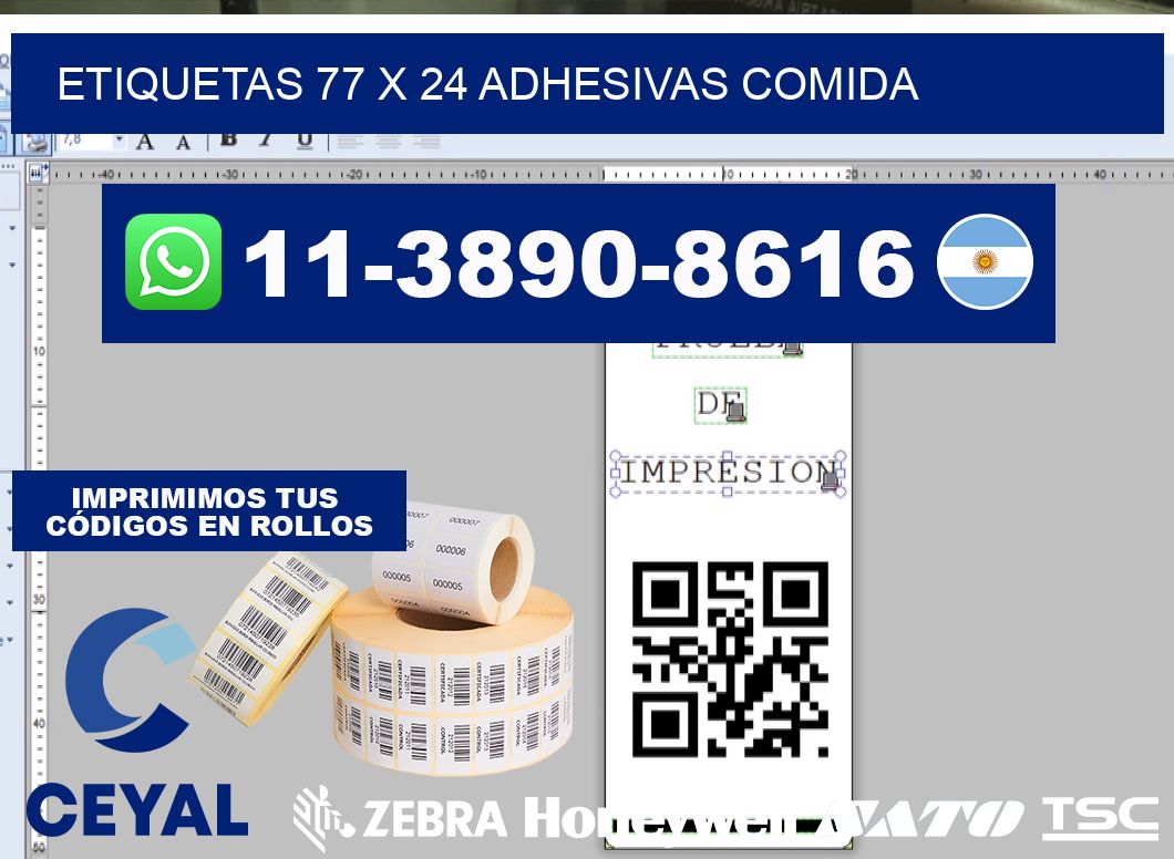 etiquetas 77 x 24 adhesivas comida