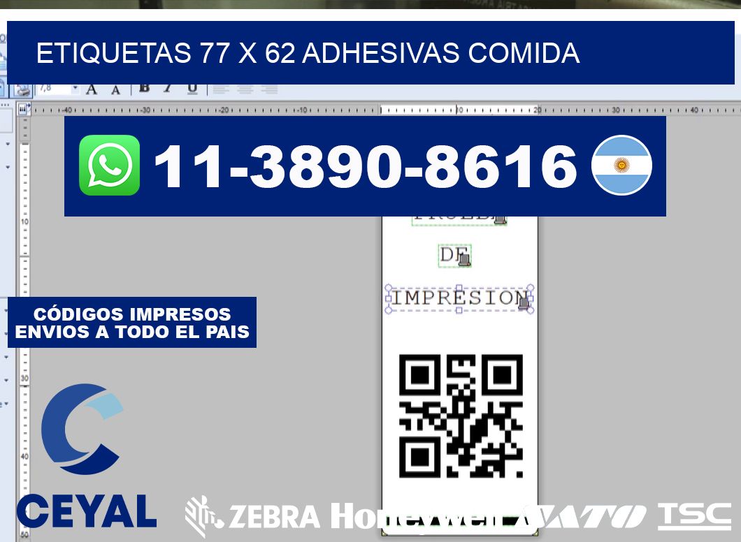 etiquetas 77 x 62 adhesivas comida