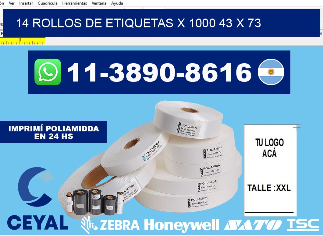 14 rollos de etiquetas x 1000 43 x 73