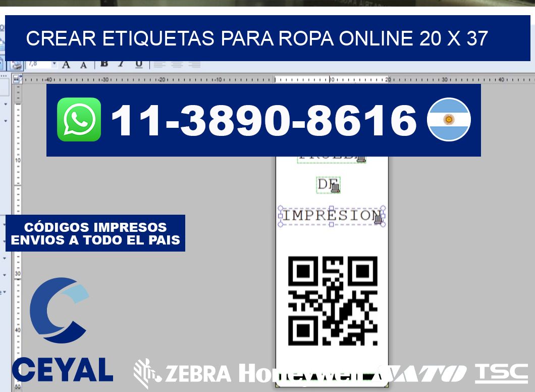 Crear etiquetas para ropa online 20 x 37