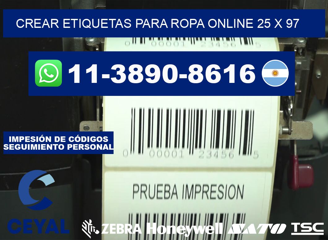 Crear etiquetas para ropa online 25 x 97