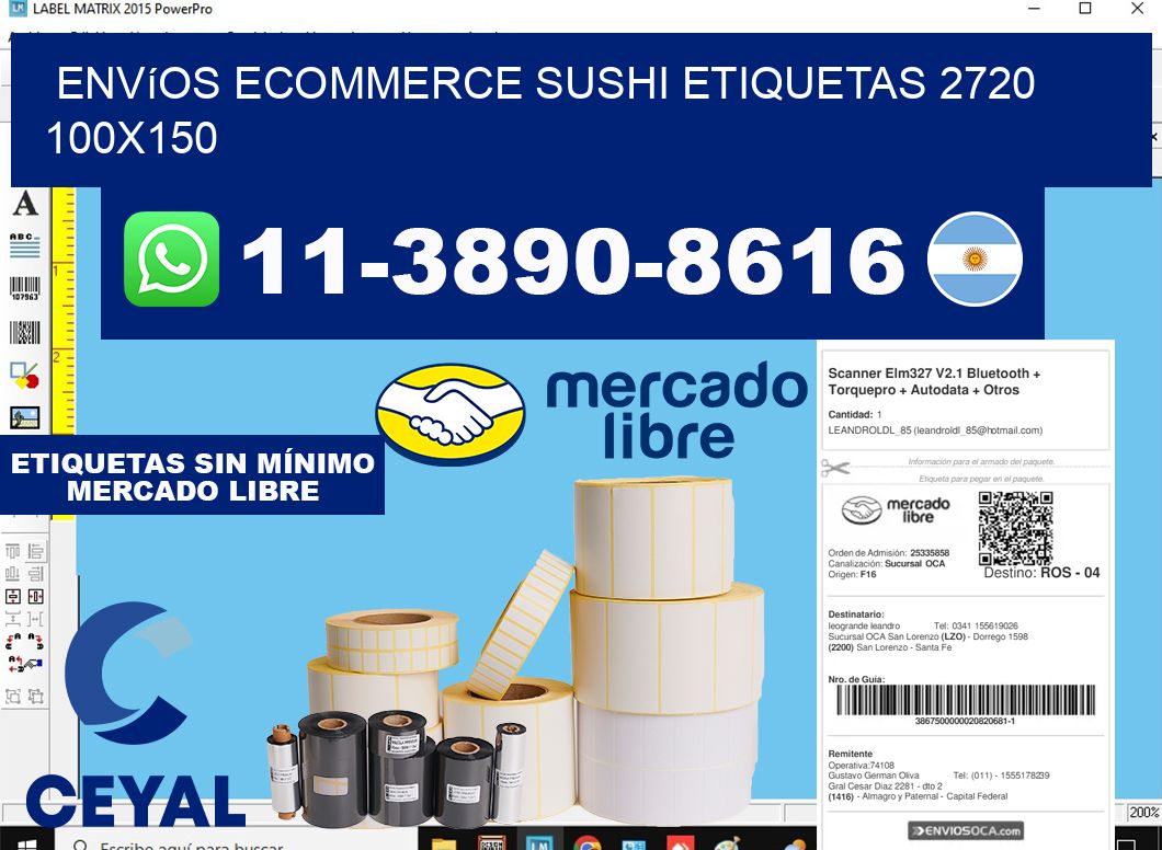 Envíos Ecommerce sushi etiquetas 2720 100x150