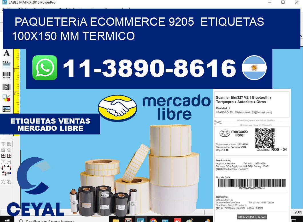 Paquetería eCommerce 9205  etiquetas 100x150 mm termico