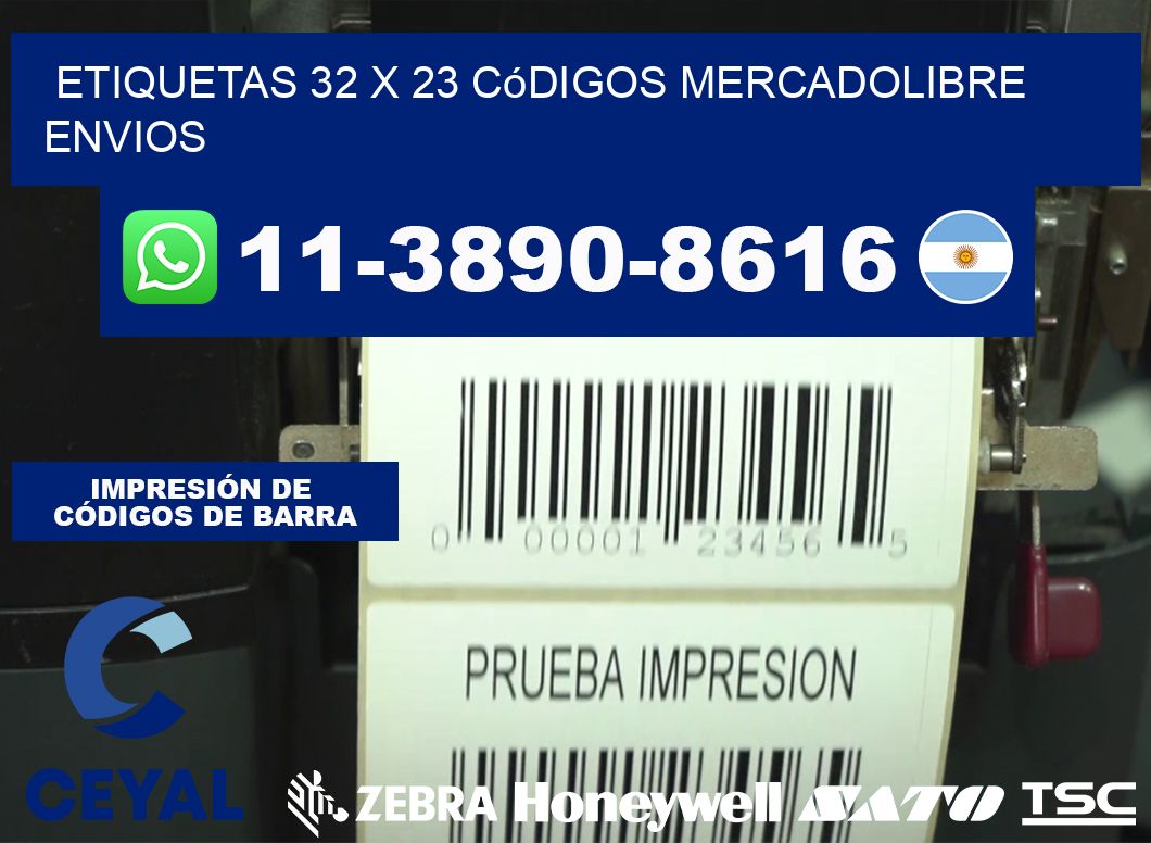 etiquetas 32 x 23 códigos mercadolibre envios
