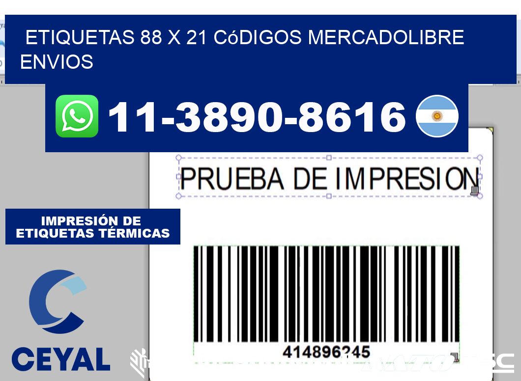 etiquetas 88 x 21 códigos mercadolibre envios