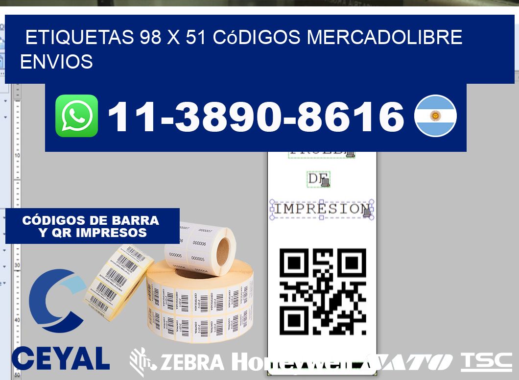 etiquetas 98 x 51 códigos mercadolibre envios