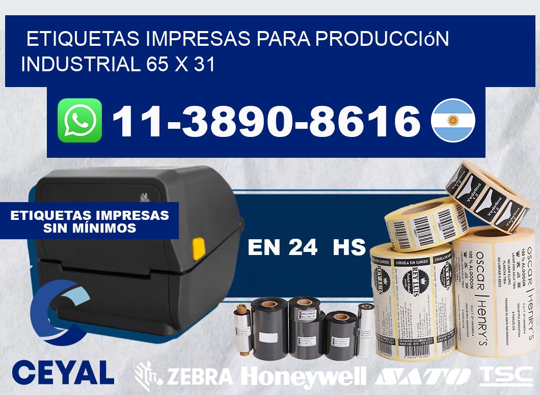 etiquetas impresas para producción industrial 65 x 31