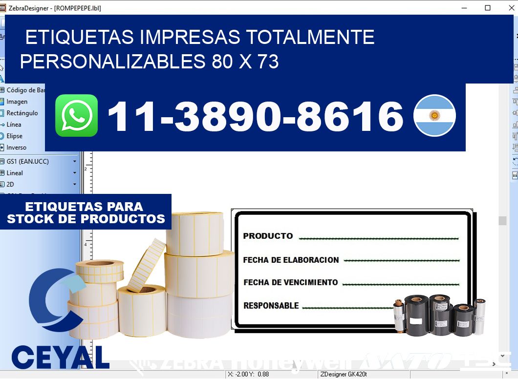 etiquetas impresas totalmente personalizables 80 x 73