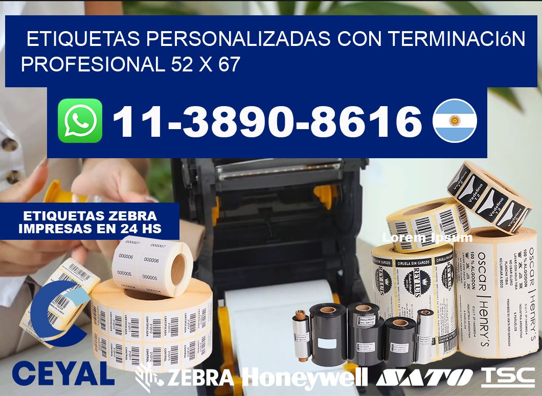 etiquetas personalizadas con terminación profesional 52 x 67