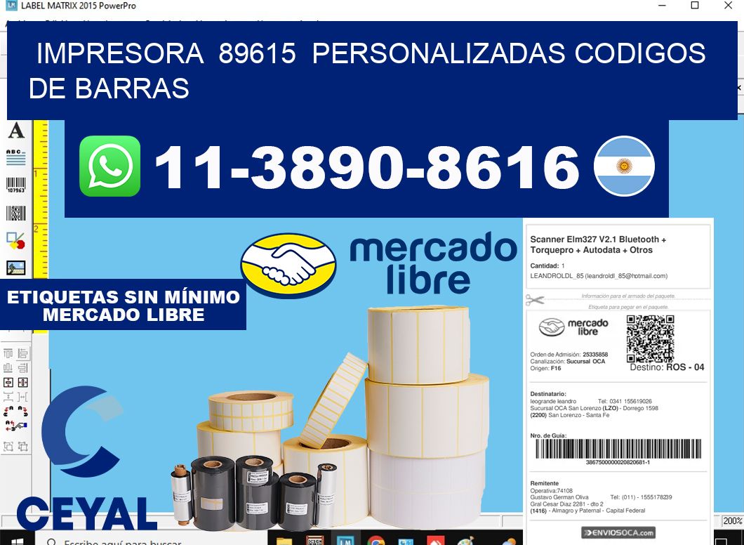 impresora 89615 personalizadas codigos de barras