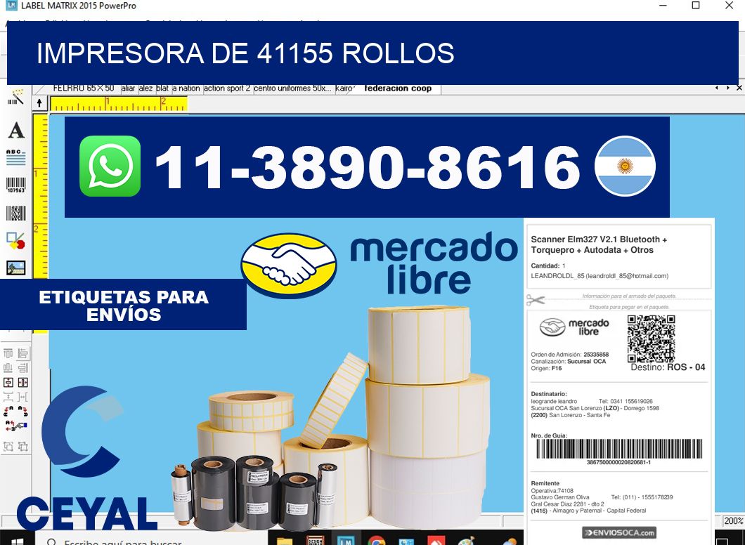 impresora de 41155 rollos
