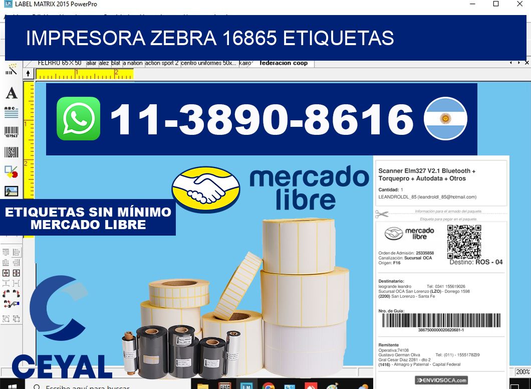 impresora zebra 16865 etiquetas