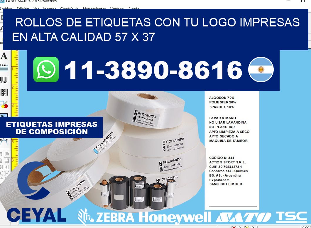rollos de etiquetas con tu logo impresas en alta calidad 57 x 37