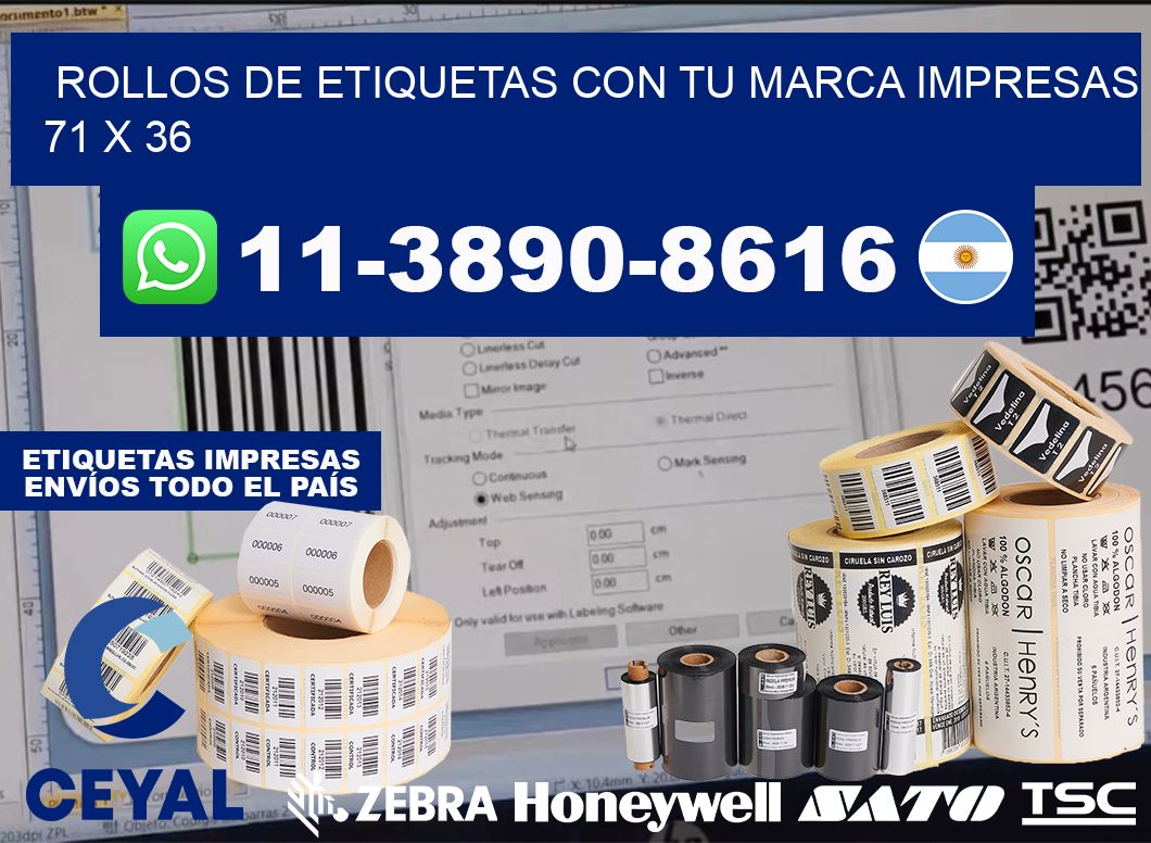 rollos de etiquetas con tu marca impresas 71 x 36