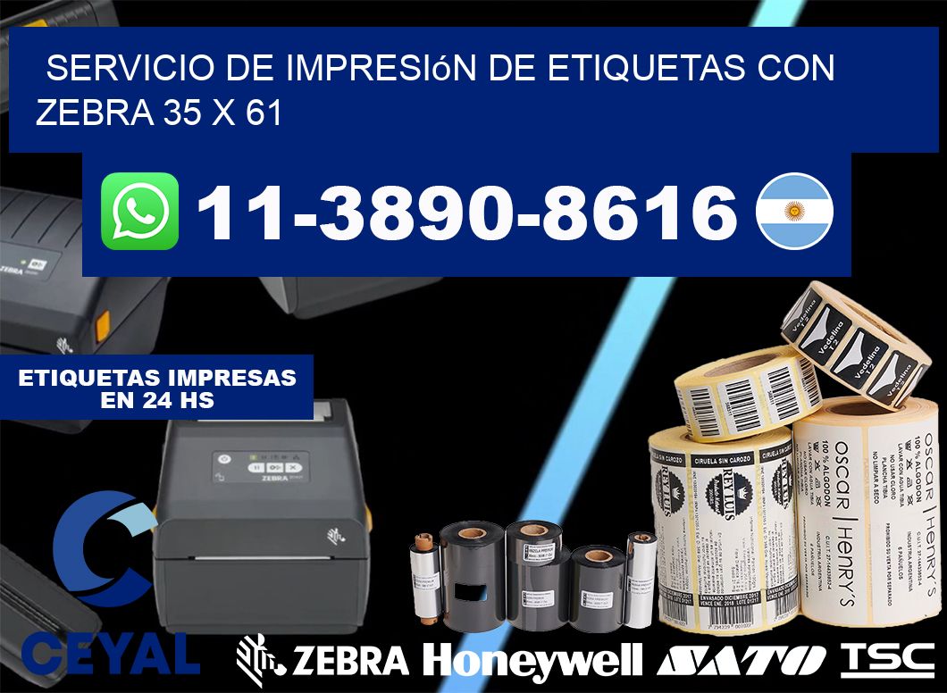 servicio de impresión de etiquetas con Zebra 35 x 61