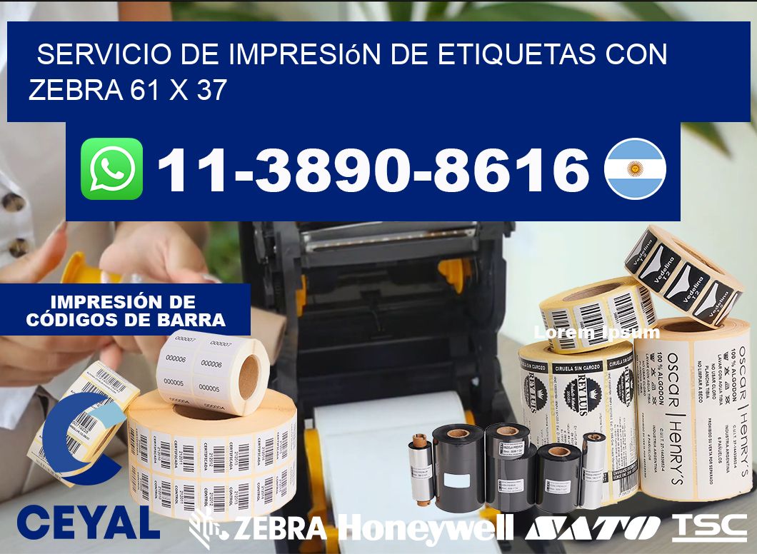 servicio de impresión de etiquetas con Zebra 61 x 37