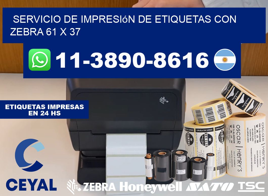 servicio de impresión de etiquetas con Zebra 61 x 37