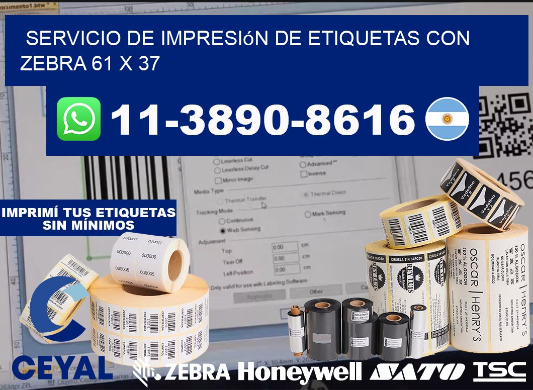 servicio de impresión de etiquetas con Zebra 61 x 37