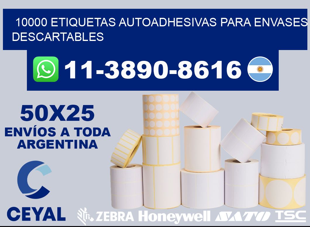 10000 etiquetas autoadhesivas para envases descartables