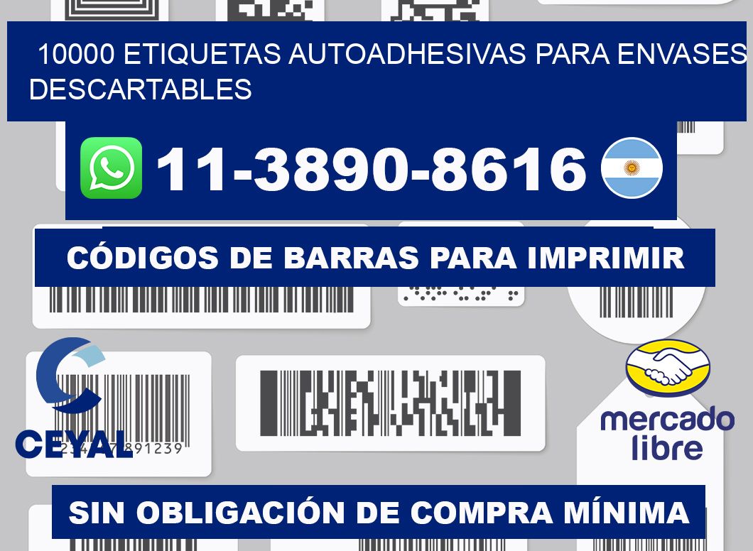 10000 etiquetas autoadhesivas para envases descartables