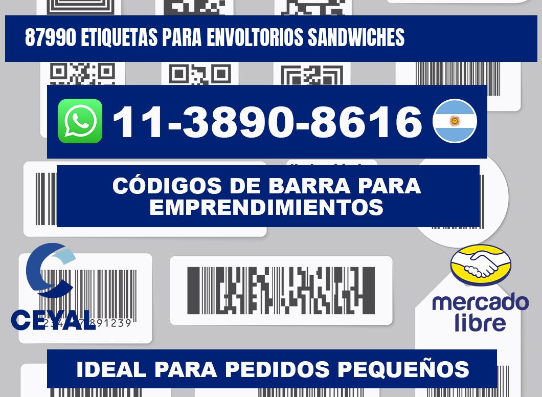 87990 etiquetas para envoltorios sandwiches