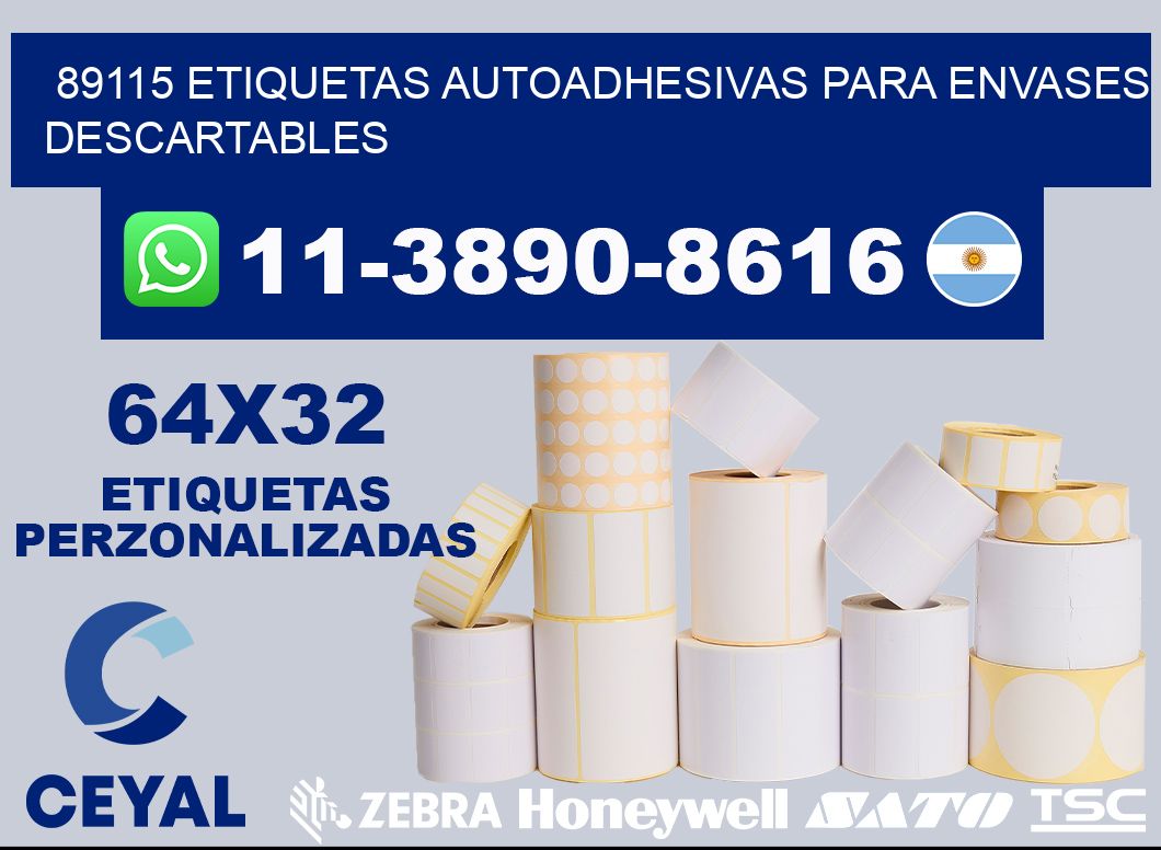89115 etiquetas autoadhesivas para envases descartables