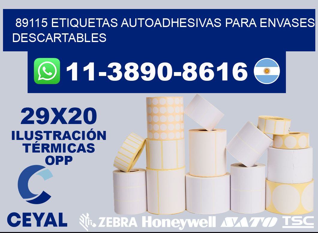 89115 etiquetas autoadhesivas para envases descartables