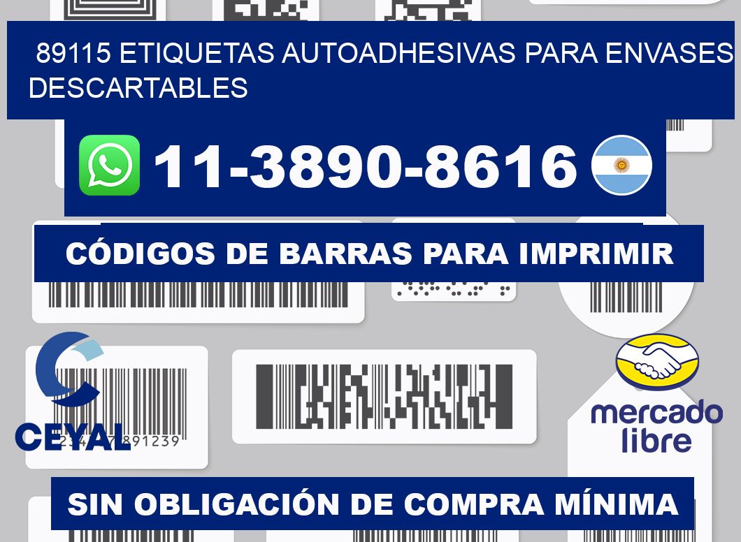 89115 etiquetas autoadhesivas para envases descartables