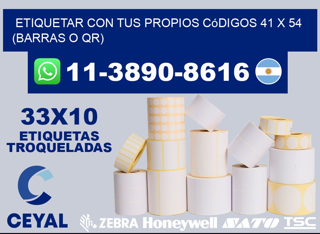 Etiquetar con tus propios códigos 41 x 54 (barras o QR)